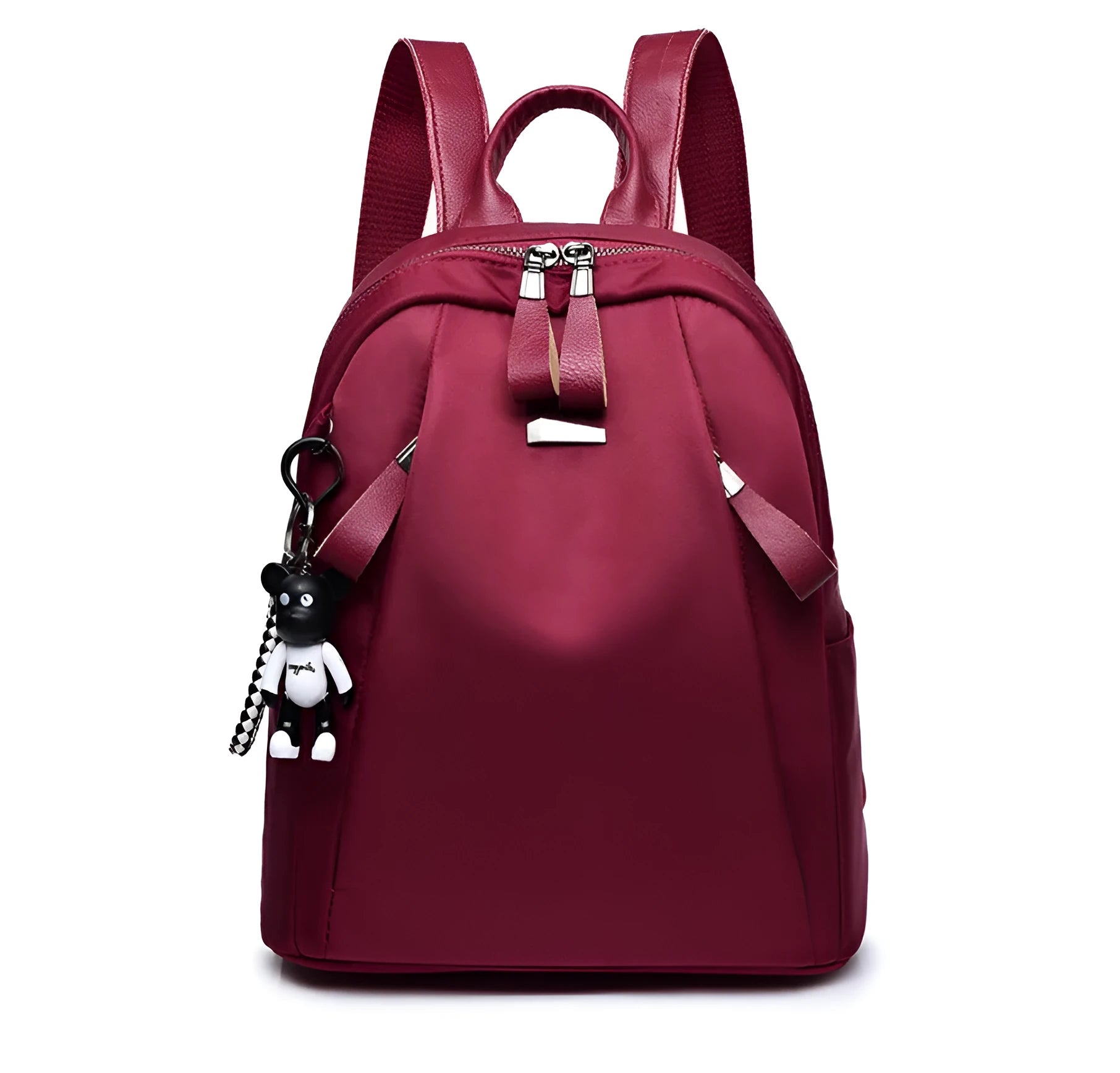 Medium black Oxford cloth fashion rucksack with internal phone and ID pockets