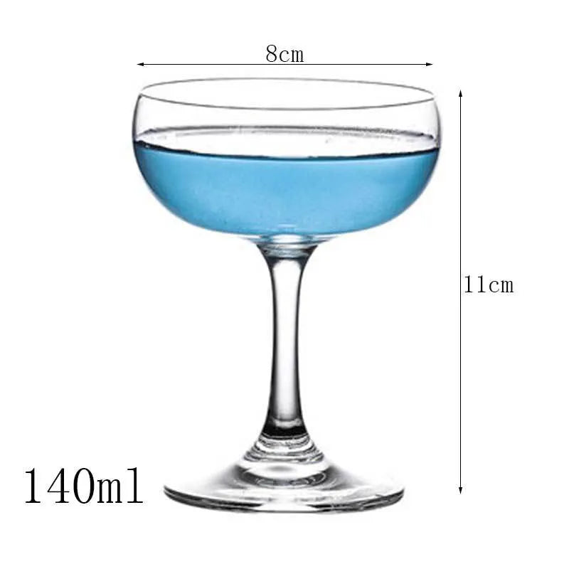 Transparent lead-free glass cocktail glass with seamless flat base and satin-board wall design