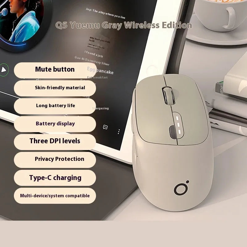 Wireless Bluetooth mouse in Matcha Green colour showing ergonomic shape and silent click buttons