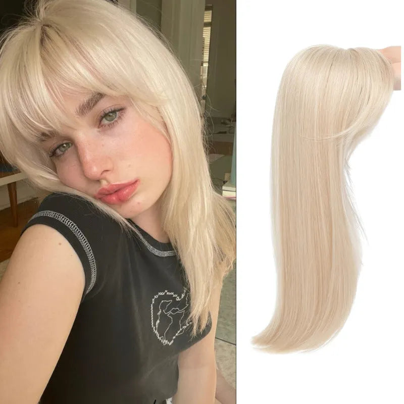 Synthetic clip-in hair extension wig with inner buckle fastening in one of six colour styles.