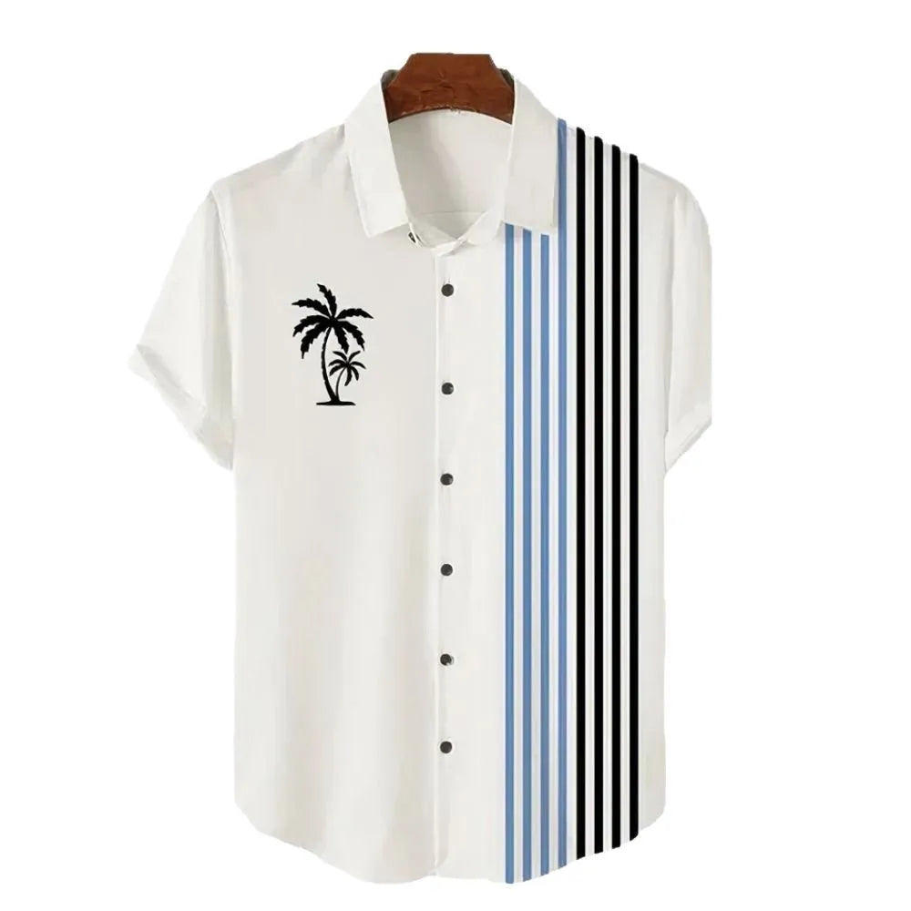 Men's Hawaiian summer shirt with 3D printed floral pattern in short sleeve cardigan style