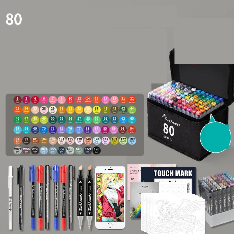Watercolour pen set for children with 24 colours in a pencil bag, flower design
