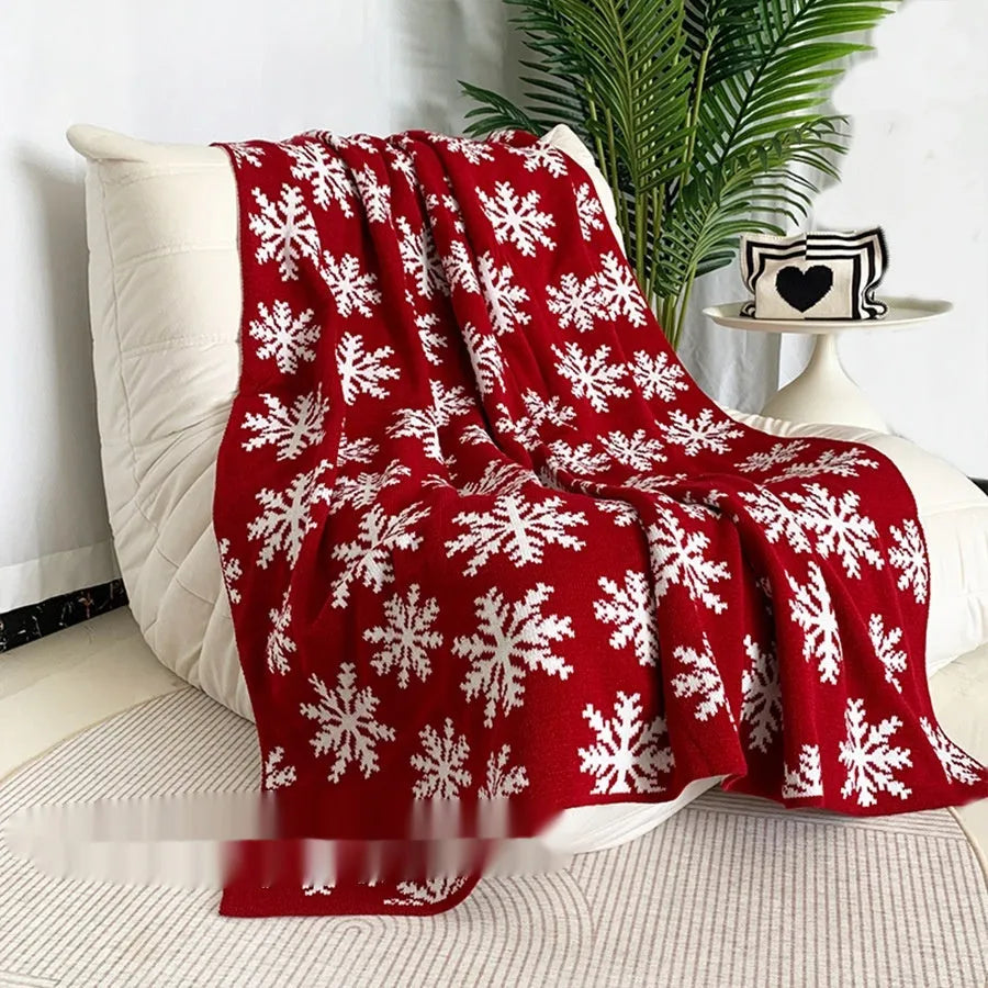 Personalised Christmas blanket with festive cartoon pattern in seasonal colour design