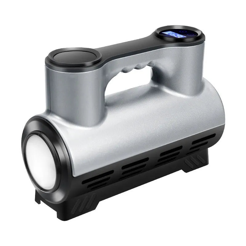 12V portable car tyre inflator with ABS housing, digital display, and multiple air nozzles