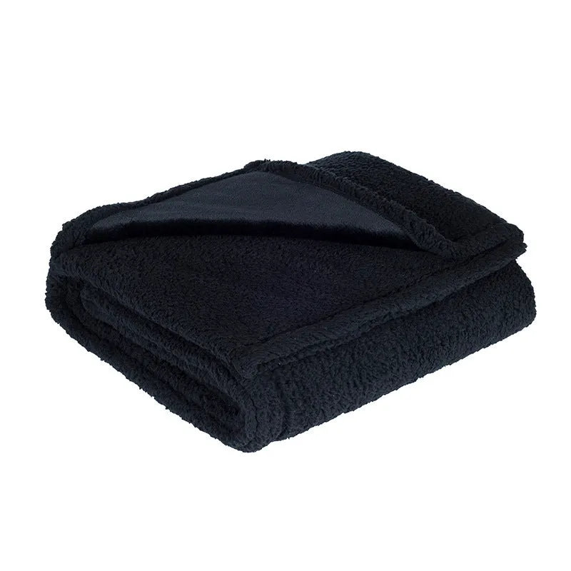 Water-proof flannel blanket in cotton velvet cloth, black colour, rectangular shape, suitable for indoor use