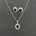 Women's alloy sunflower zircon earring and necklace set in six colour options.
