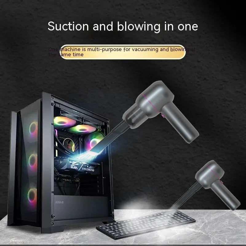 Grey XC-06 handheld portable car vacuum cleaner with brush nozzle and extended nozzle.