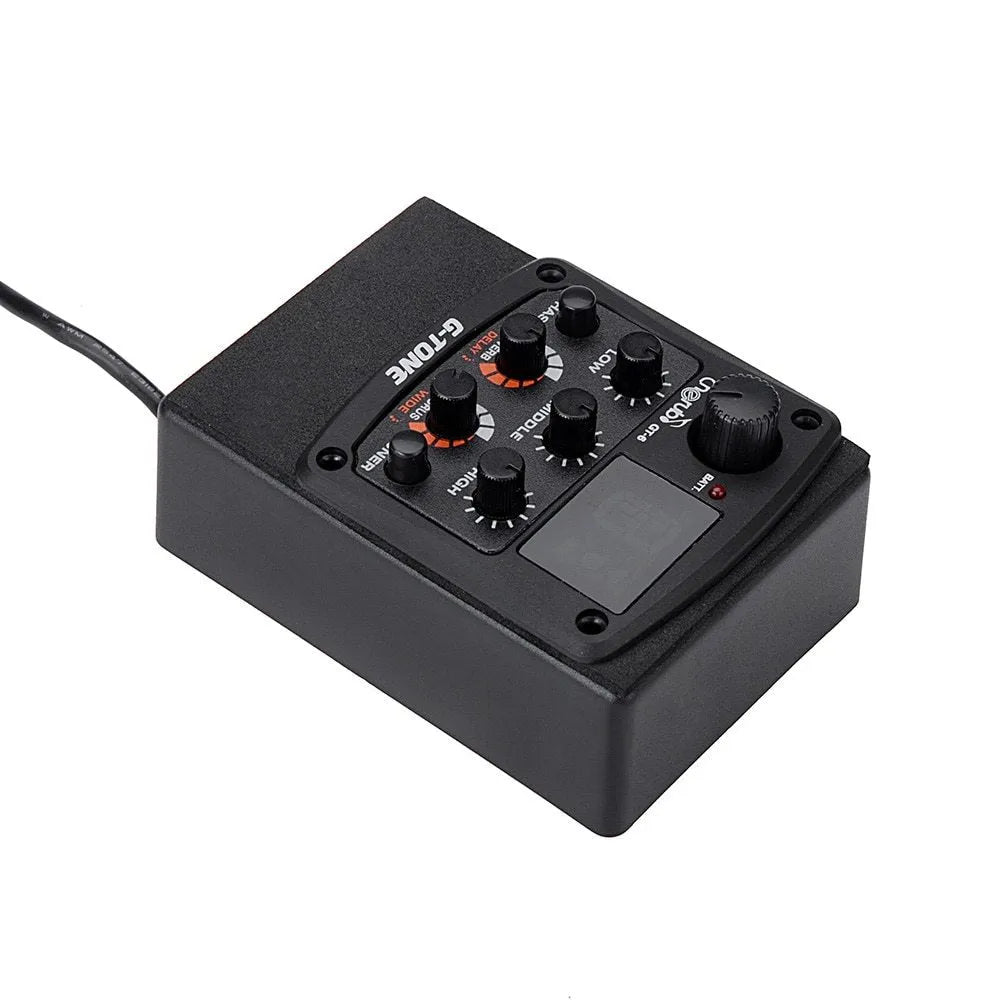 Cherub GT-6 black acoustic guitar pickup and preamp unit with EQ knobs and effects controls