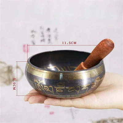 Tibet singing bowl ring copper seven metals meditation feng shui ornament black gold sizes 8.5cm to 18cm
