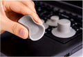 Grey laptop cooling pad set with large and small durable plastic pads for notebook temperature reduction