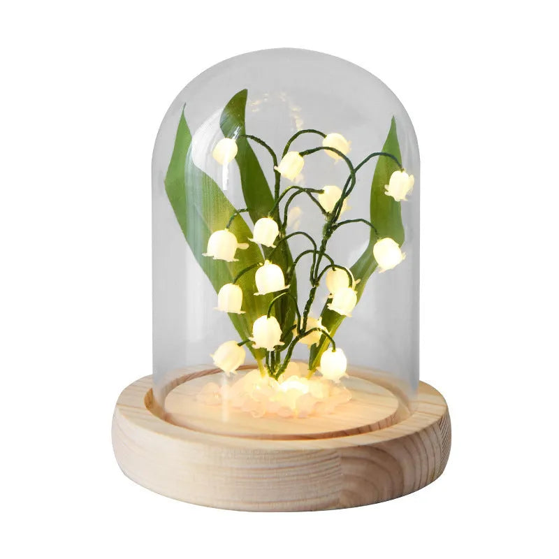 Lily small night lamp decoration handicraft DIY material kit green flower shape European style battery powered