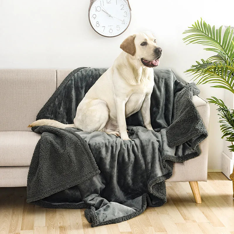 Flannel cotton wool sherpa thick pet blanket waterproof base dog kennel bed mat beige grey black coffee sizes XS to XXL