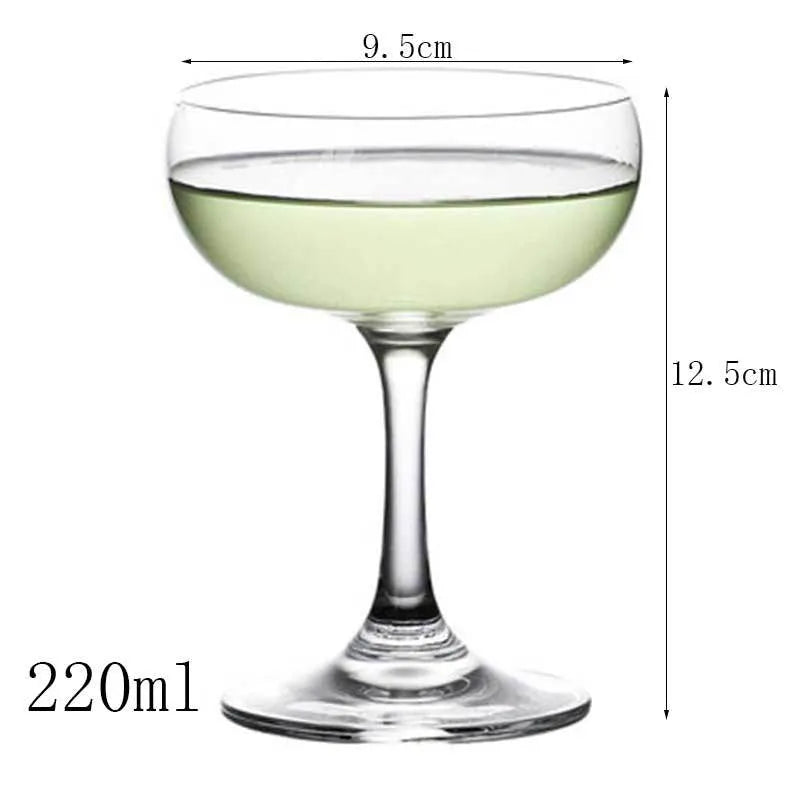 Transparent lead-free glass cocktail glass with seamless flat base and satin-board wall design