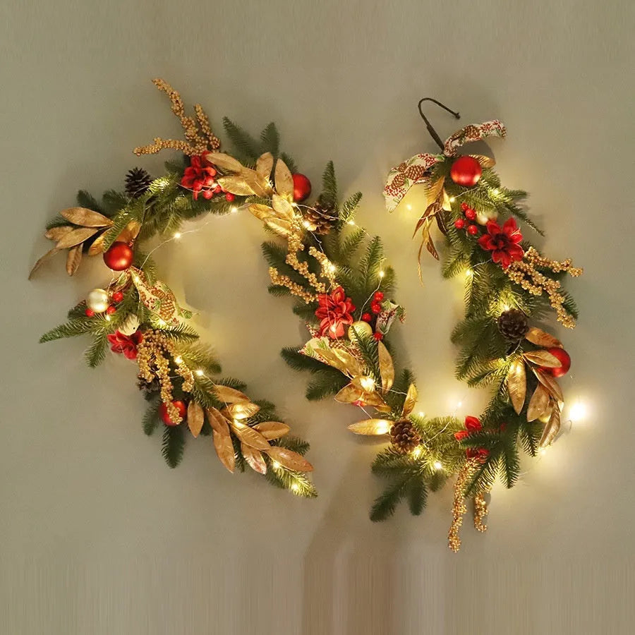 American country style plastic Christmas garland decoration in one of four hanging styles