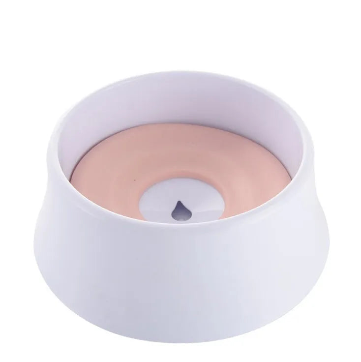 Dog automatic drinking bowl in pink with floating plate for outdoor use