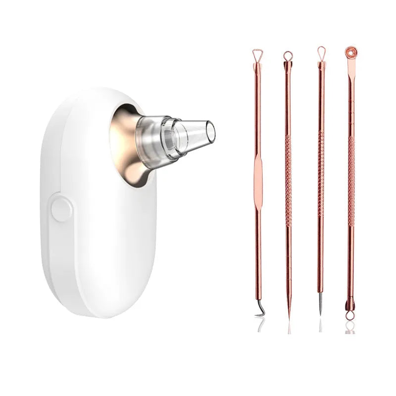 Rechargeable blackhead electric cleanser in gold for deep facial cleaning and acne treatment at home
