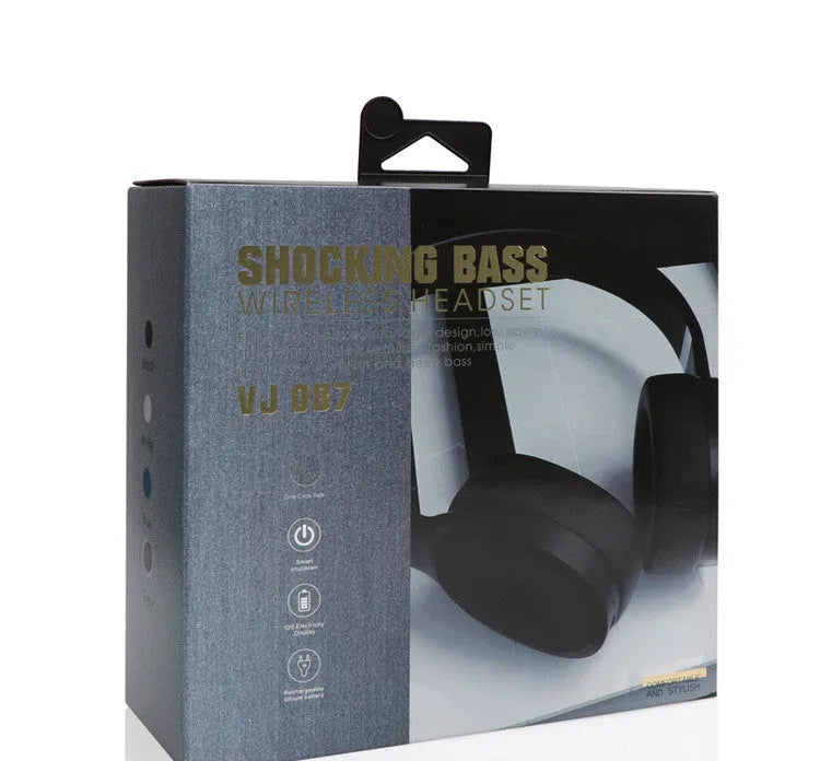 Wireless Bluetooth headset in black, showing over-ear design with 40mm speakers and Bluetooth 5.0 connectivity.