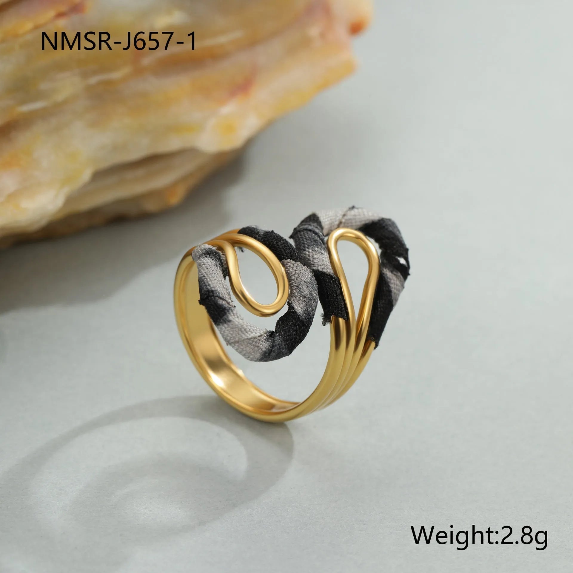 Women's adjustable stainless steel ring with geometry heart and star shapes featuring leopard print design