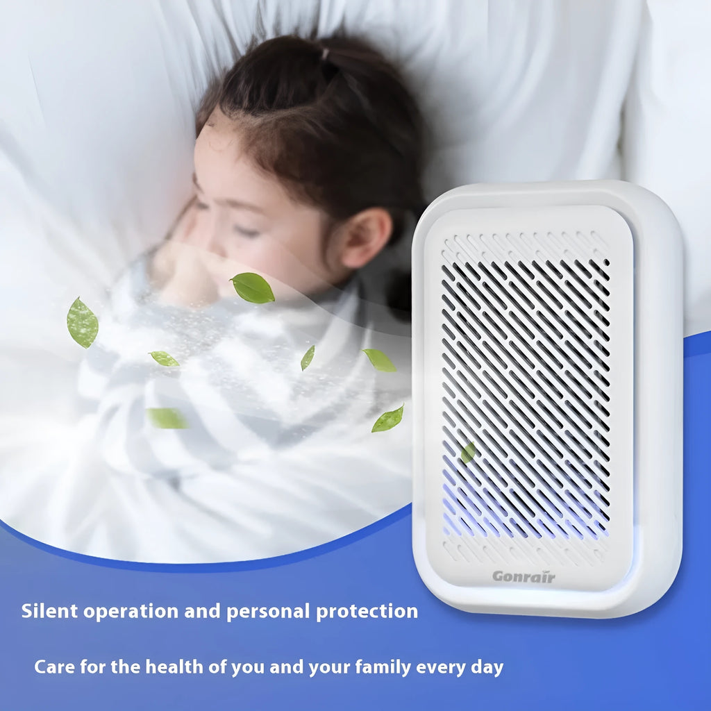 White wall-mounted air purifier with direct plug-in design for small rooms