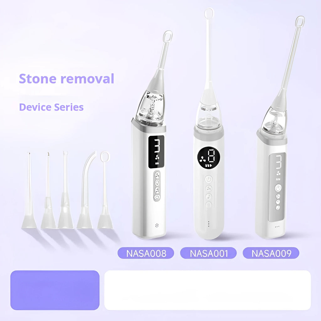 Stainless steel tonsil stone extractor oral cleaning tool set in milky white colour