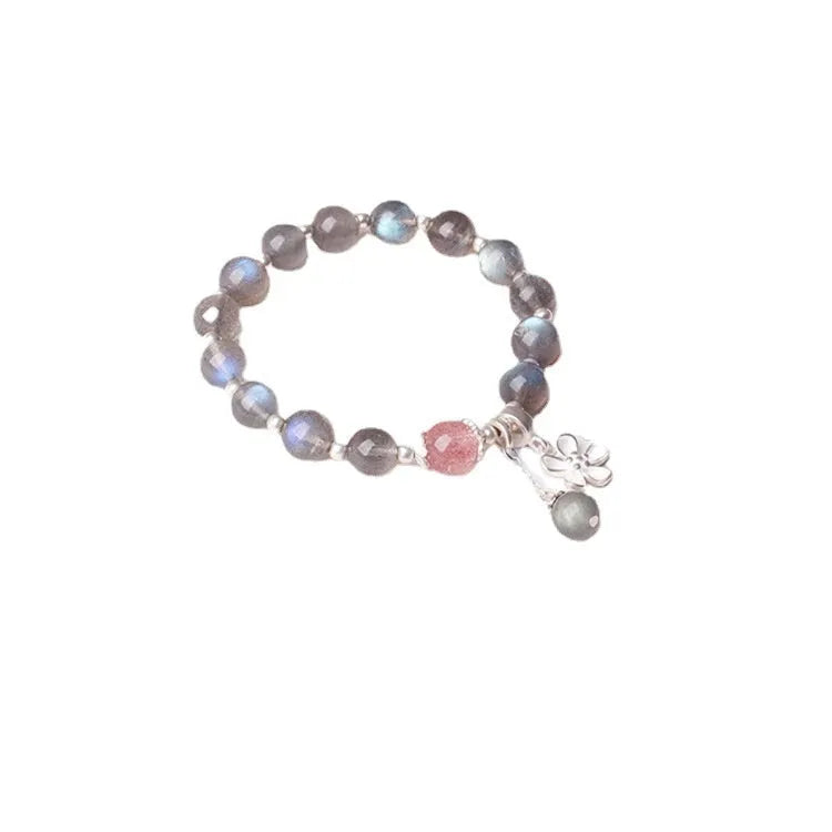 Women's 925 silver moonlight bracelet with lime and strawberry crystal charms.