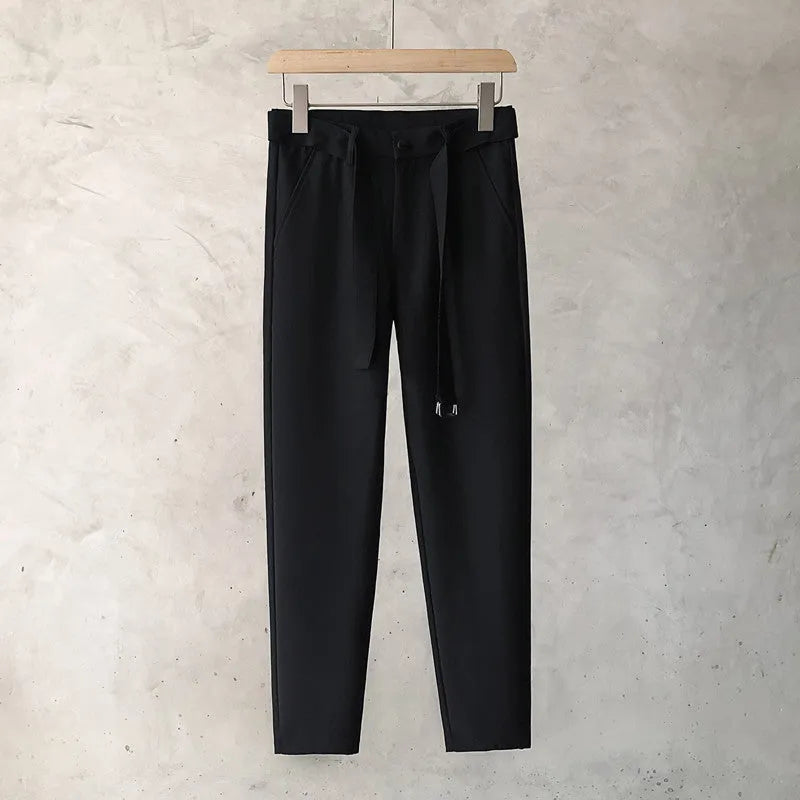 Boys slim straight trousers in wool blend fabric with tapered design and straight leg opening