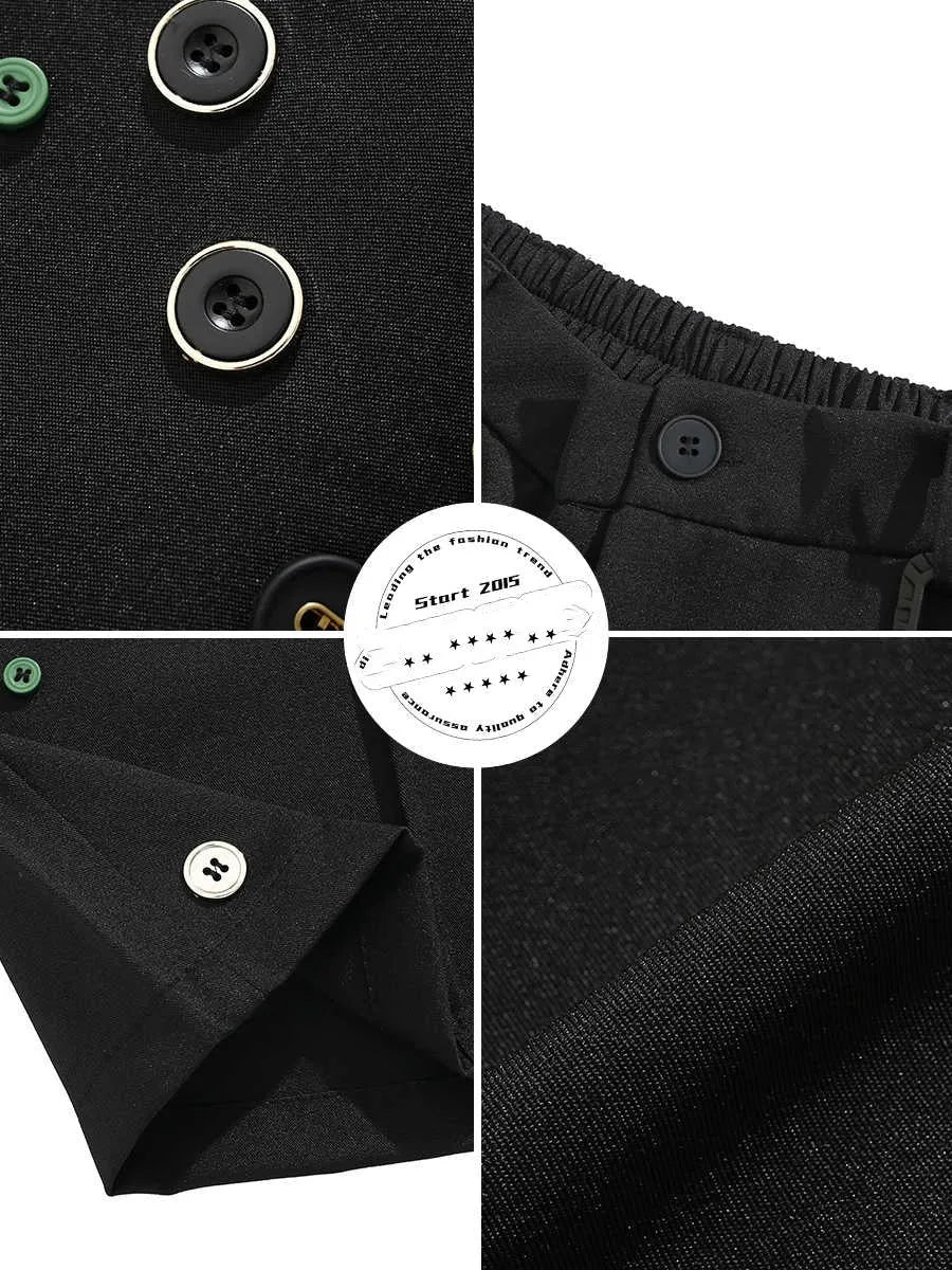 Men's black semi-elastic shorts with loose straight-leg fit and mid waist