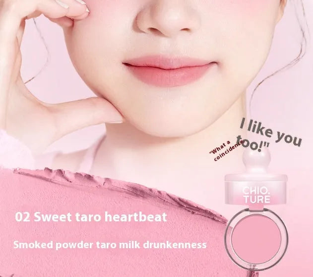 Can powder blusher mud compact with shimmer finish in nude blush colours