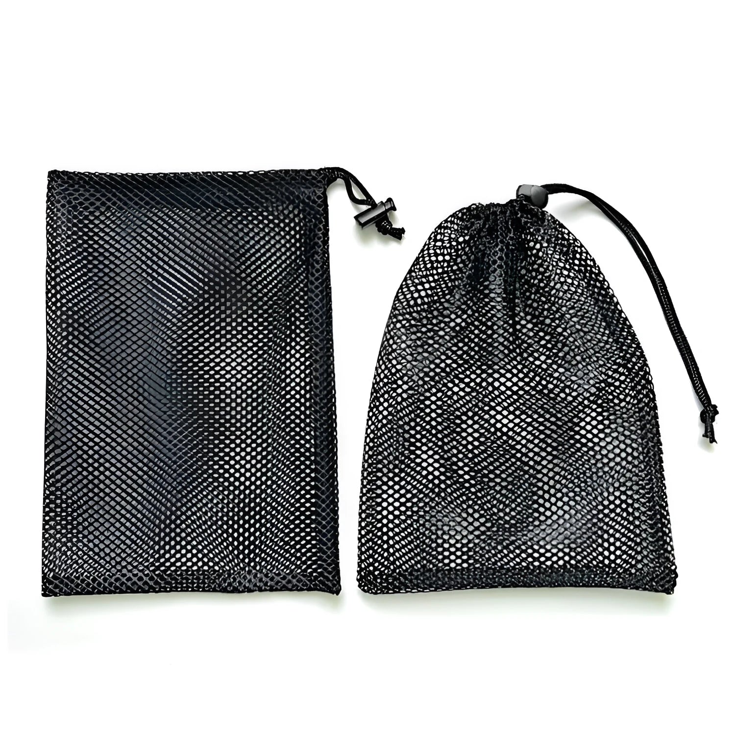 Black mesh drawstring storage bag for water ball toys with visible grid pattern