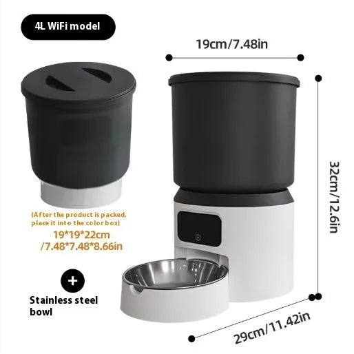 4L smart pet feeder with remote monitoring and timing functions for cats and dogs