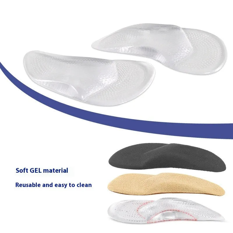 Transparent gel orthopedic insole with arch support for flat foot and pes cavus correction, adult size S or L