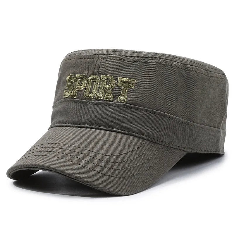 Men's cotton peaked cap with adjustable strap and dome crown in multiple colour options