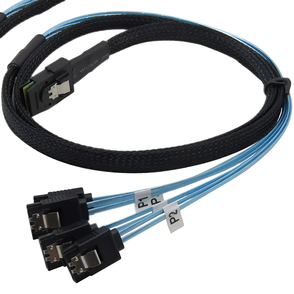 Straight head SAS data cable for server hard disk, coaxial interface, 0.5m length