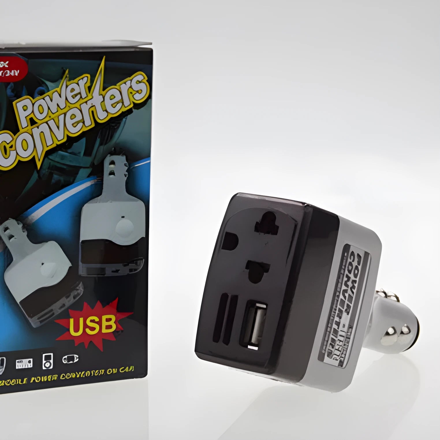 Car cigarette lighter power supply transformer with USB output for mobile phone charging