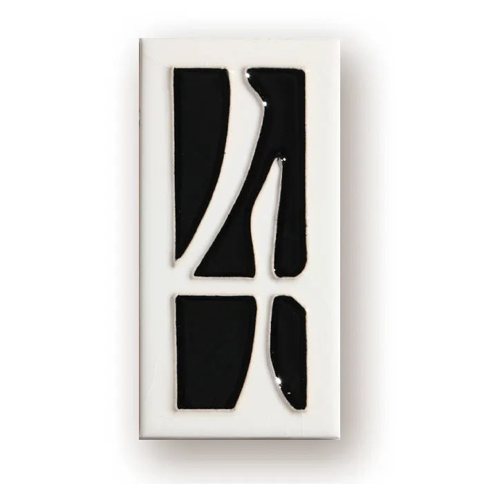 Handmade retro enamel ceramic doorplate showing a number on a glossy surface