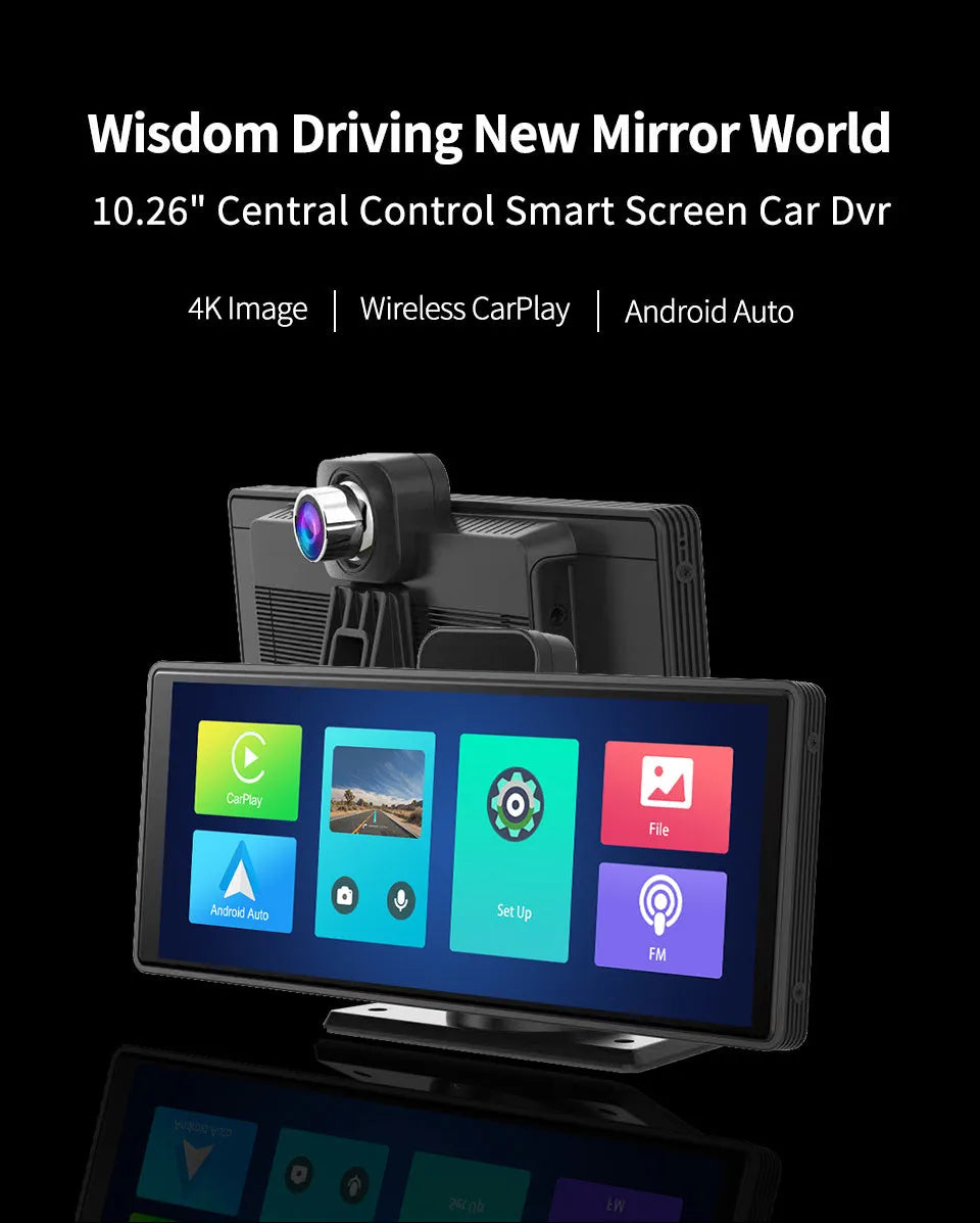 12-inch touch screen car DVR dash camera with front and rear recording on display
