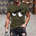 Casual loose anime digital printing short sleeve t-shirt pullover in dark blue front view