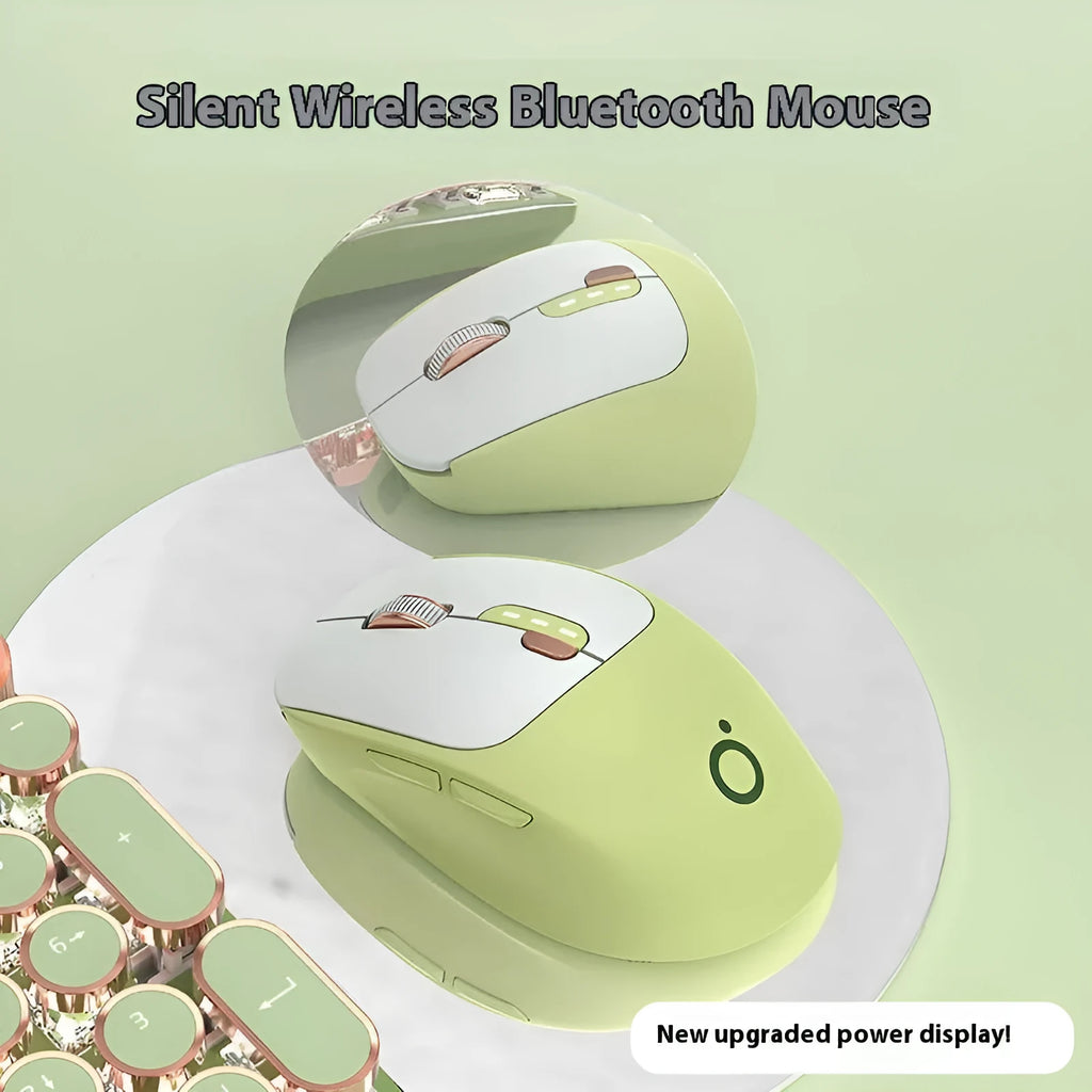 Wireless Bluetooth mouse in Matcha Green colour showing ergonomic shape and silent click buttons