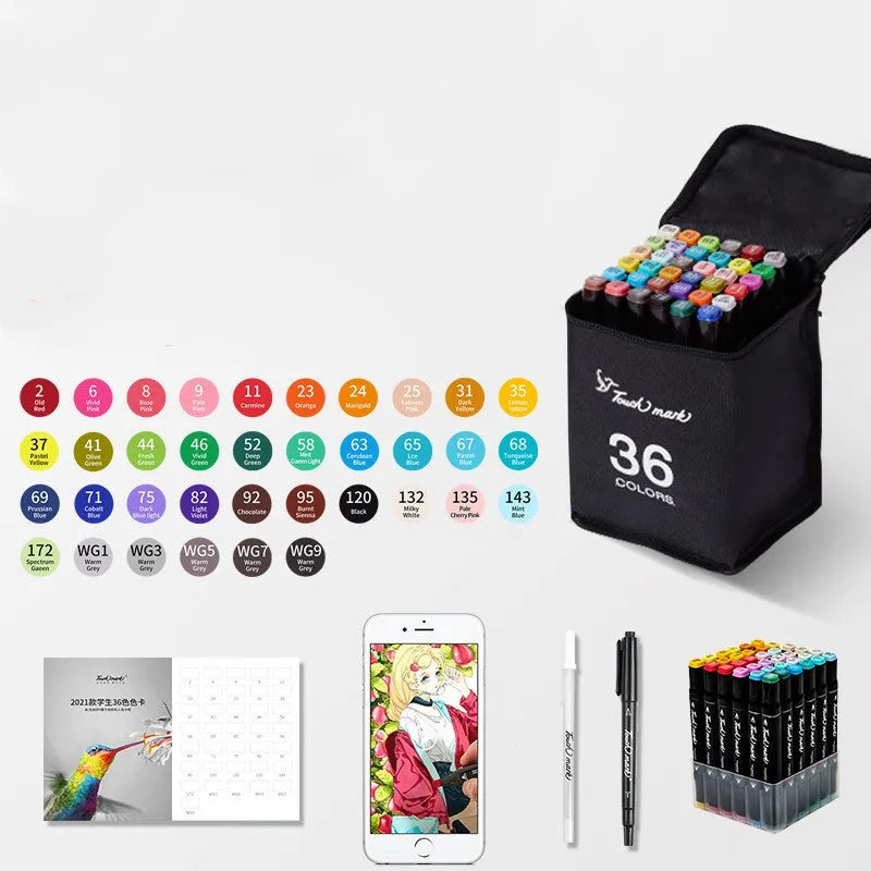 Watercolour pen set for children with 24 colours in a pencil bag, flower design