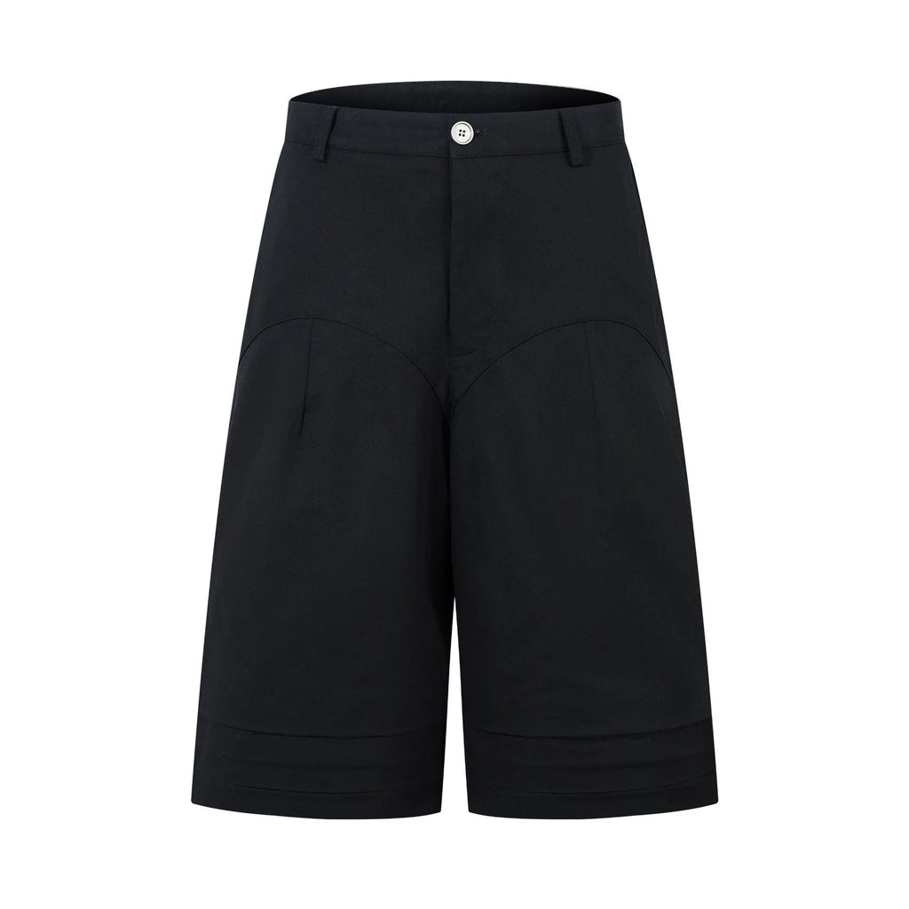 Retro wide leg straight cut denim middle pants in black and green colours showing loose fit and fifth pants length