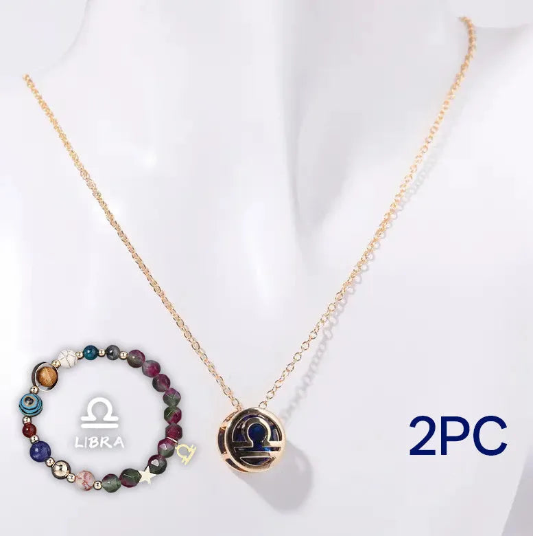 Natural stone beaded necklace and bracelet set on display, showing multiple style colour options.