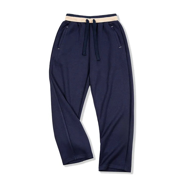 Casual loose-fit anti-wrinkle polyester sweatpants for men in dark blue, grey, or light brown
