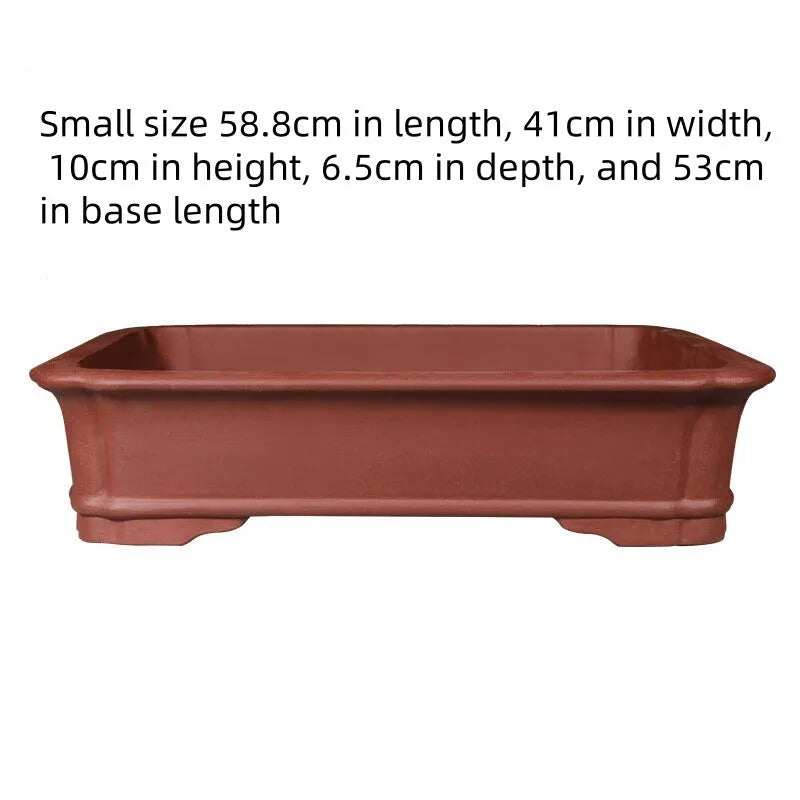 Large rectangular purple clay bonsai pot for indoor plants with three size options