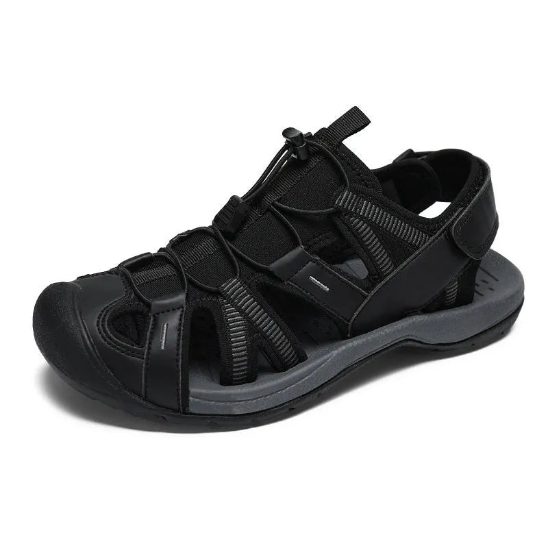 Men's LX01 Blue summer casual sports shoes with mesh upper and Velcro strap.