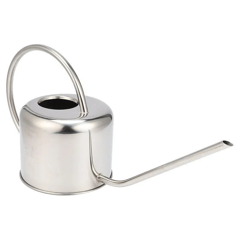 Stainless steel watering can with long spout showing black, gold and silver colour options