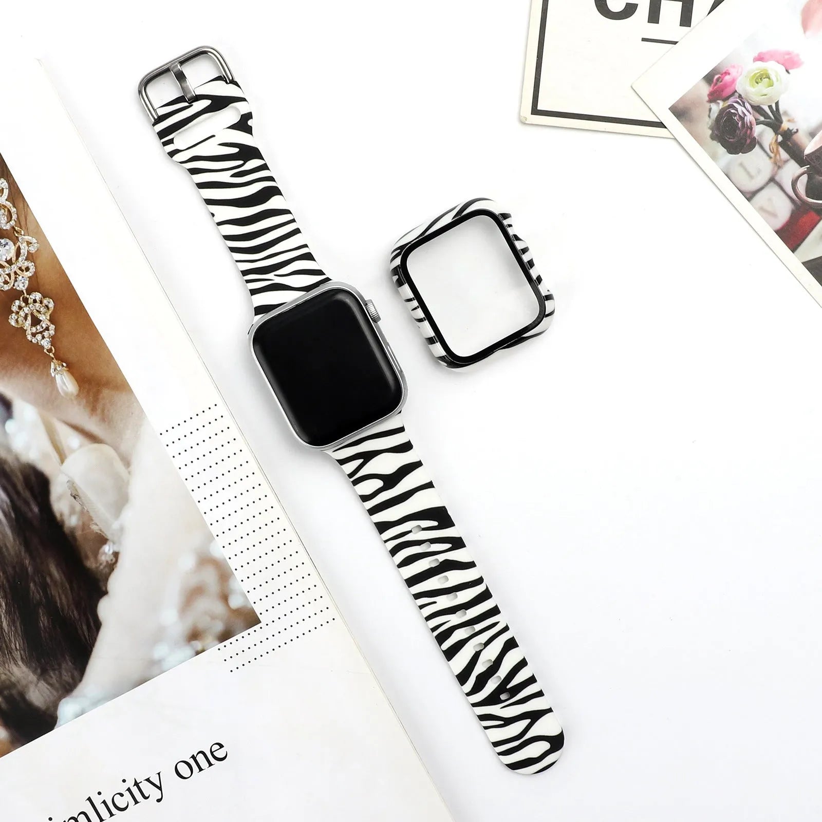 Printed silicone watch strap for Apple Watch in multiple colours and styles