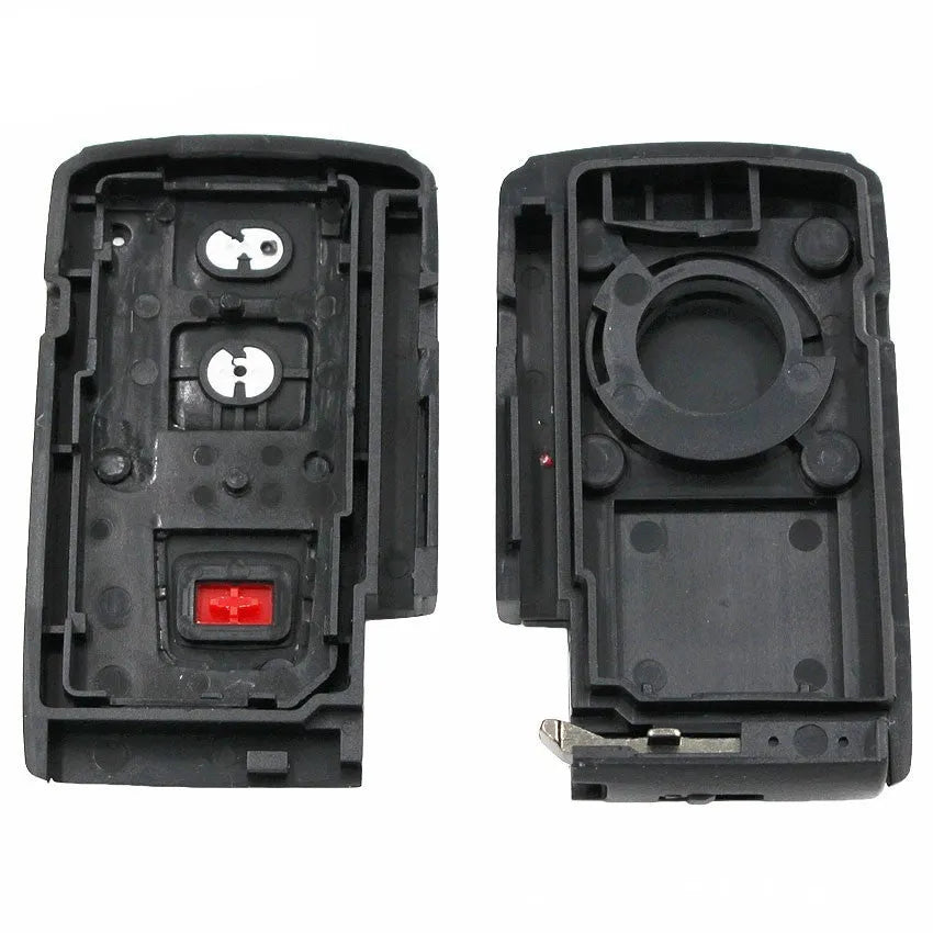 Black plastic car key shell remote control with copper key blade, 70x38x20mm
