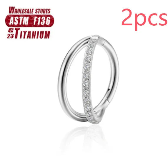 Titanium alloy fork nose ring set in various colours and lengths on 1.2mm gauge.