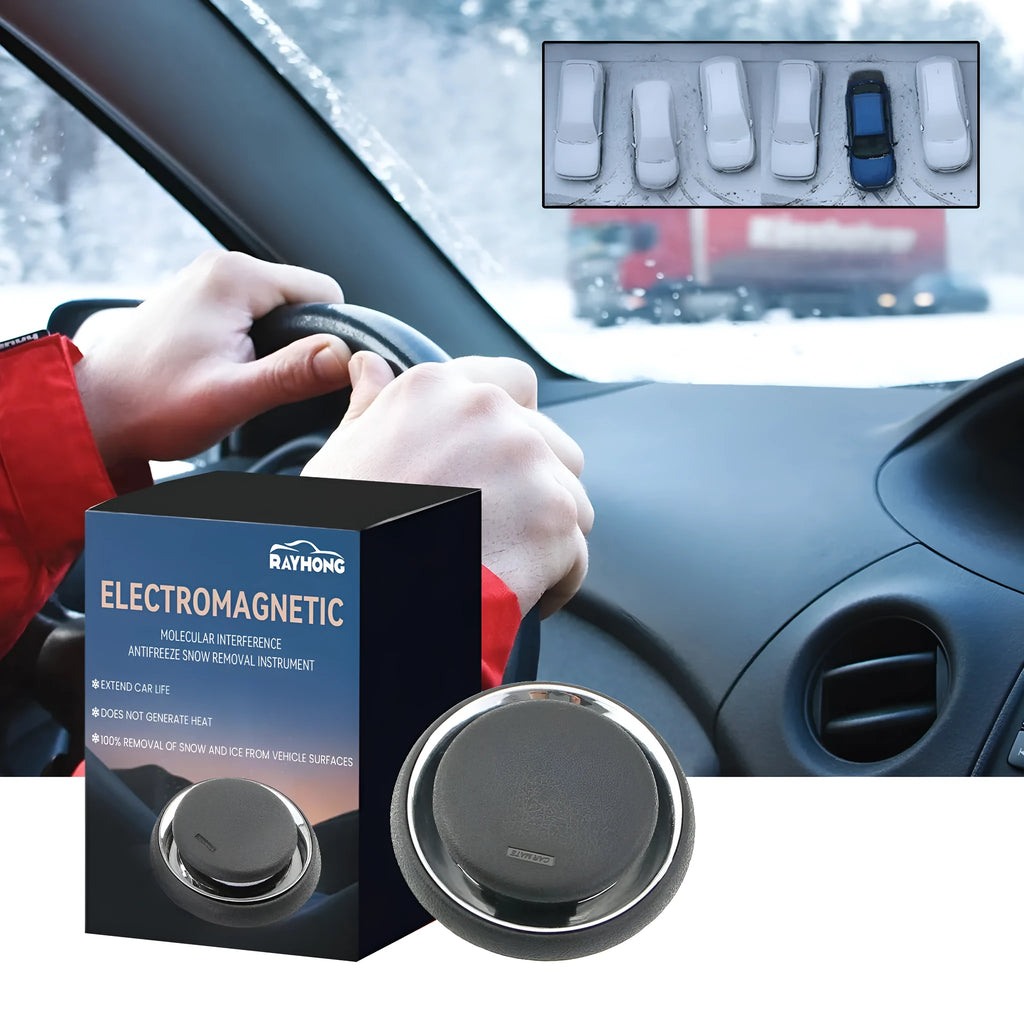 Black square portable car deicing instrument with lid for melting windscreen ice and snow.