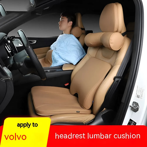 Car headrest, seat cushion, neck pillow and lumbar support accessories in minimalist design